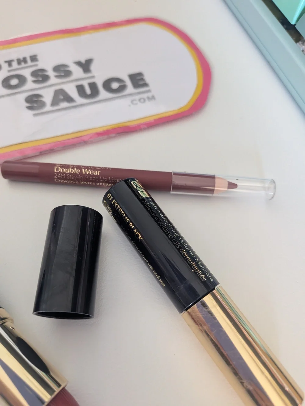 🌸 Estee Lauder Rebellious Rose Lipstick + Mauve Lip Liner + Black Mascara Trio